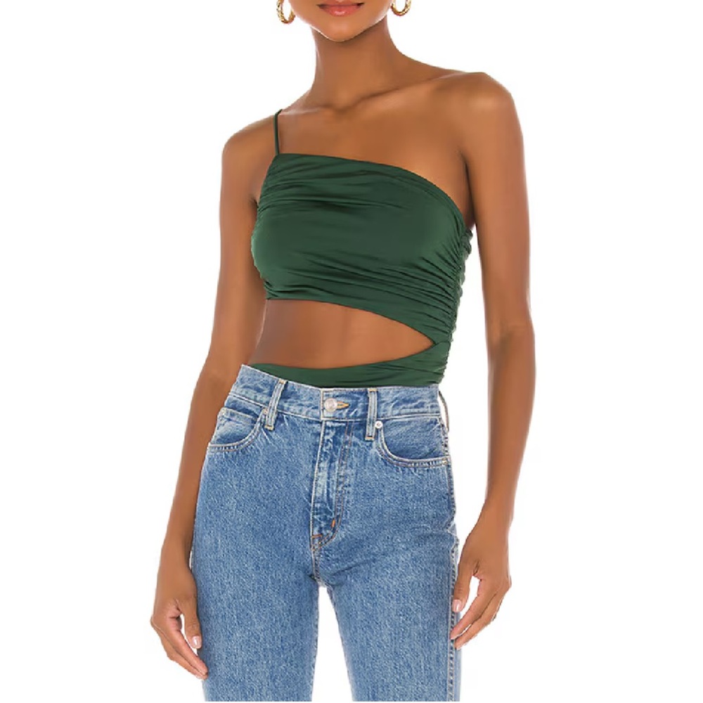 Superdown Veronica Cut Out Bodysuit Forest Green